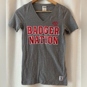 VS PINK Wisconsin Badgers Sequined T-Shirt Badger Nation
